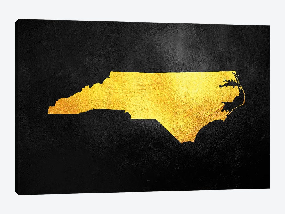 North Carolina Gold Map by Adrian Baldovino 1-piece Canvas Art