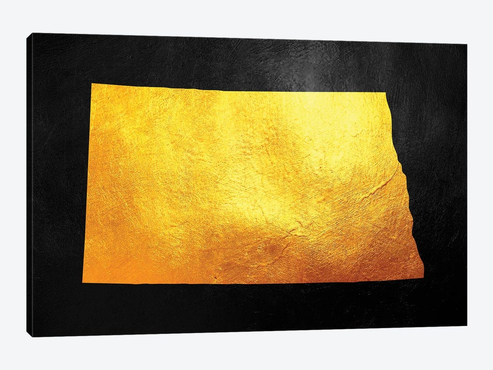 North Dakota Gold Map by Adrian Baldovino 1-piece Canvas Art Print