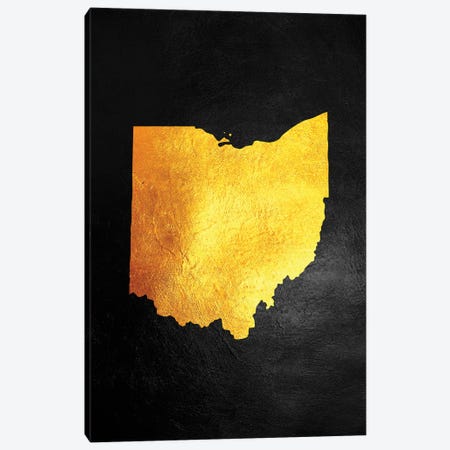 Ohio Gold Map Canvas Print #ABV1085} by Adrian Baldovino Canvas Artwork