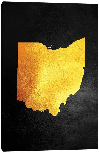 Ohio Gold Map Canvas Art Print - Ohio Art
