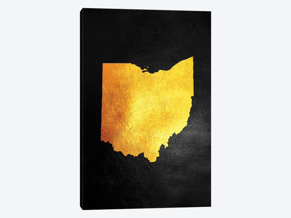Ohio Gold Map by Adrian Baldovino 1-piece Canvas Wall Art