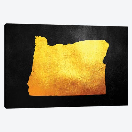 Oregon Gold Map Canvas Print #ABV1087} by Adrian Baldovino Canvas Art