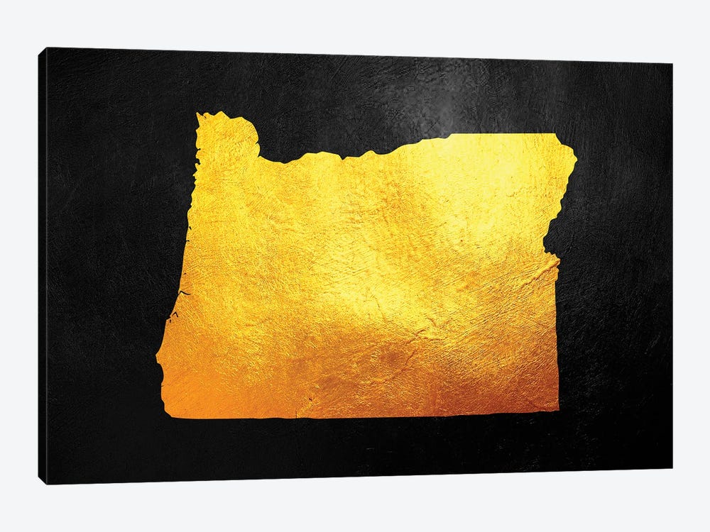 Oregon Gold Map by Adrian Baldovino 1-piece Canvas Artwork