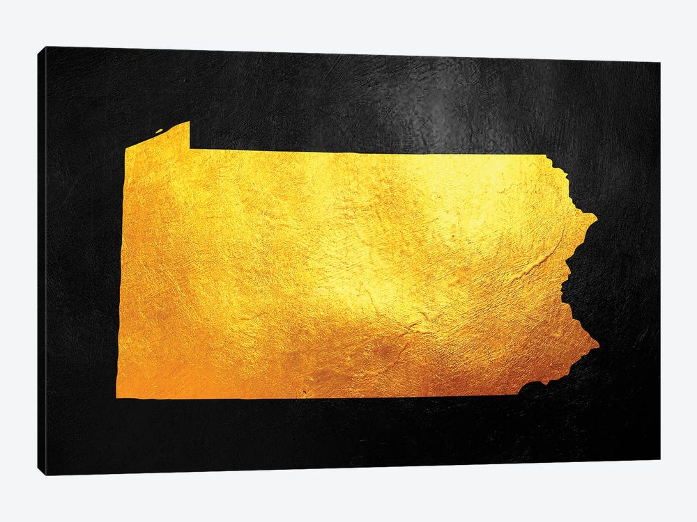 Pennsylvania Gold Map by Adrian Baldovino 1-piece Art Print