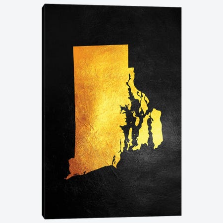 Rhode Island Gold Map Canvas Print #ABV1089} by Adrian Baldovino Art Print