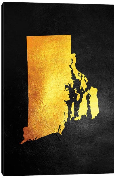 Rhode Island Gold Map Canvas Art Print - Rhode Island