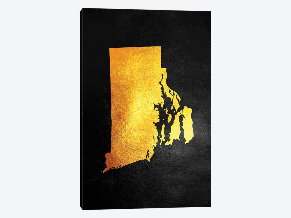 Rhode Island Gold Map by Adrian Baldovino 1-piece Canvas Art