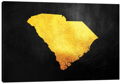 South Carolina Gold Map Canvas Art Print - South Carolina Art