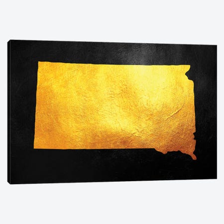 South Dakota Gold Map Canvas Print #ABV1091} by Adrian Baldovino Canvas Art