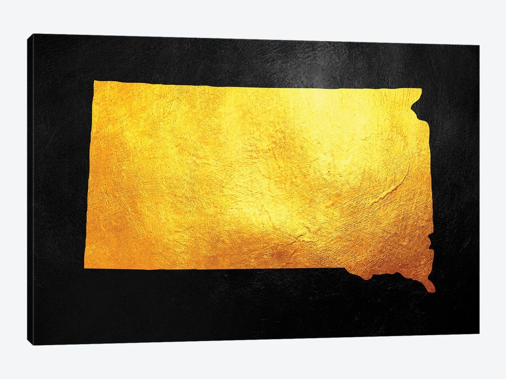 South Dakota Gold Map by Adrian Baldovino 1-piece Canvas Print