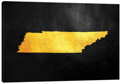 Tennessee Gold Map Canvas Art Print - Tennessee Art