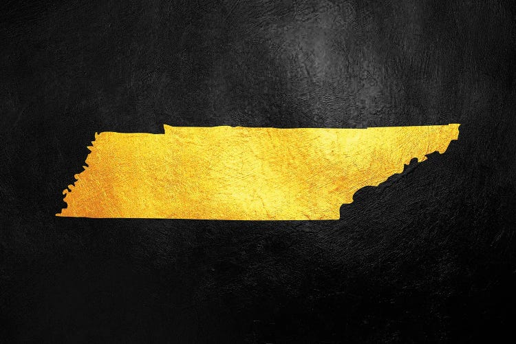 Tennessee Gold Map Canvas Wall Art by Adrian Baldovino iCanvas