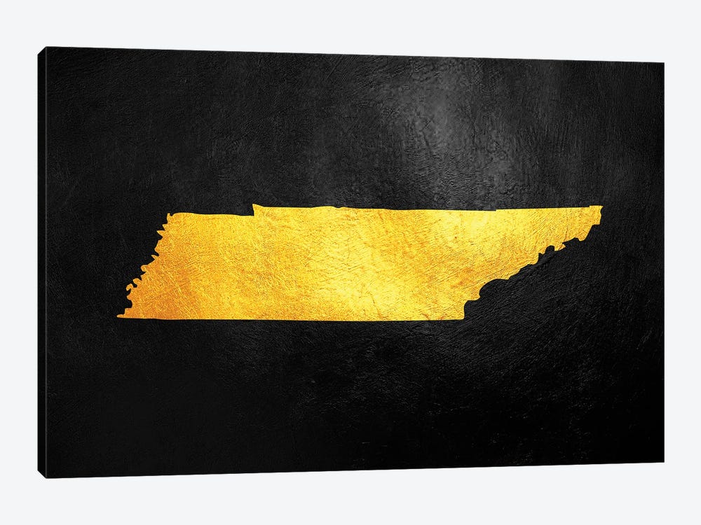 Tennessee Gold Map by Adrian Baldovino 1-piece Canvas Wall Art