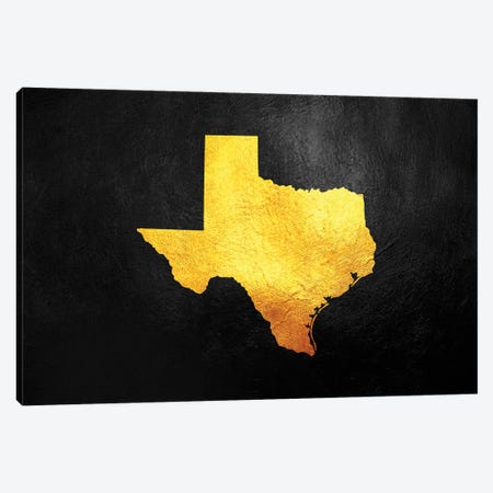 Texas Gold Map Canvas Print #ABV1093} by Adrian Baldovino Canvas Wall Art