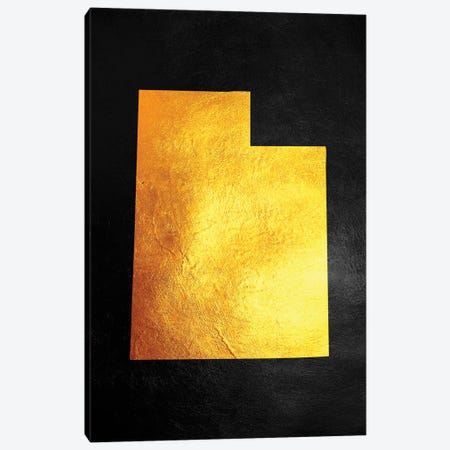 Utah Gold Map Canvas Print #ABV1094} by Adrian Baldovino Art Print