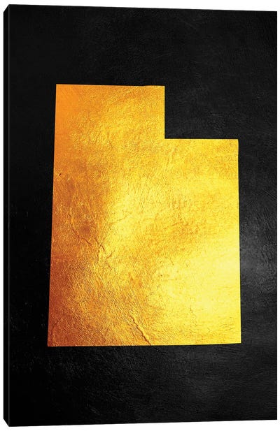 Utah Gold Map Canvas Art Print - Utah Art