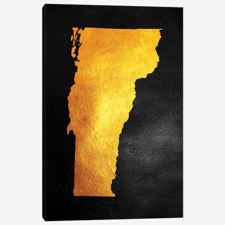 Vermont Gold Map Canvas Print #ABV1095} by Adrian Baldovino Art Print