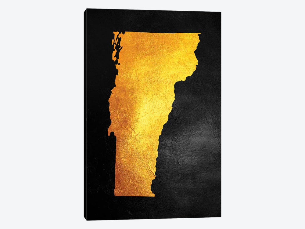 Vermont Gold Map by Adrian Baldovino 1-piece Canvas Print