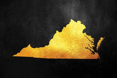 Virginia Gold Map Canvas Artwork by Adrian Baldovino  iCanvas