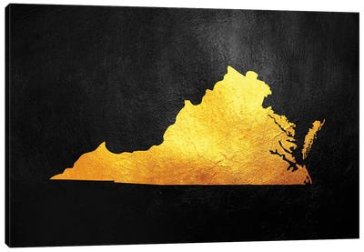 Virginia Gold Map Canvas Art Print - State Maps
