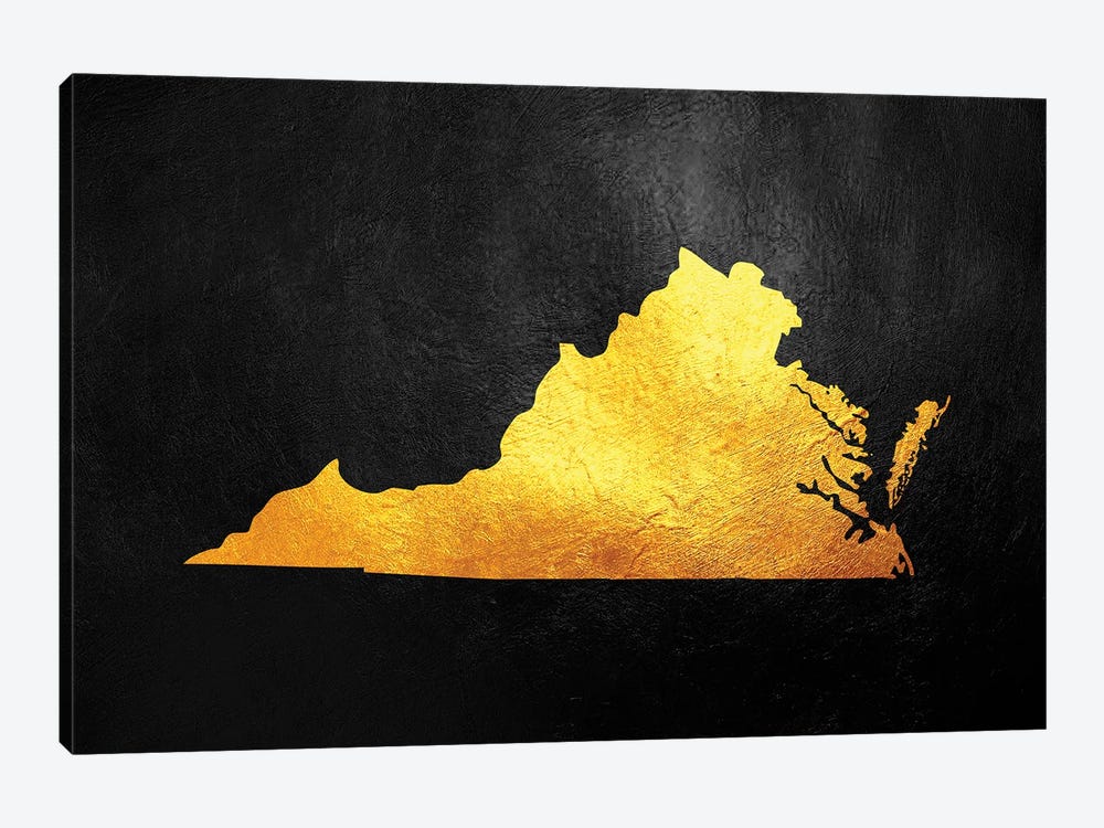 Virginia Gold Map by Adrian Baldovino 1-piece Canvas Artwork