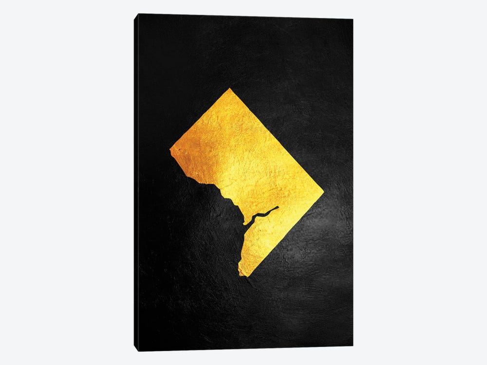 Washington DC Gold Map by Adrian Baldovino 1-piece Canvas Art Print