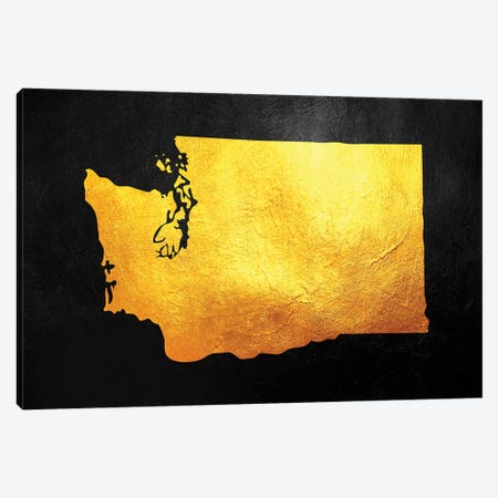Washington State Gold Map Canvas Print #ABV1098} by Adrian Baldovino Canvas Art