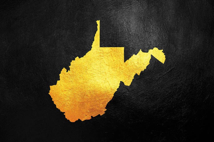 West Virginia Gold Map by Adrian Baldovino wall art