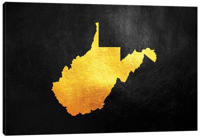 West Virginia Gold Map Canvas Art Print - West Virginia
