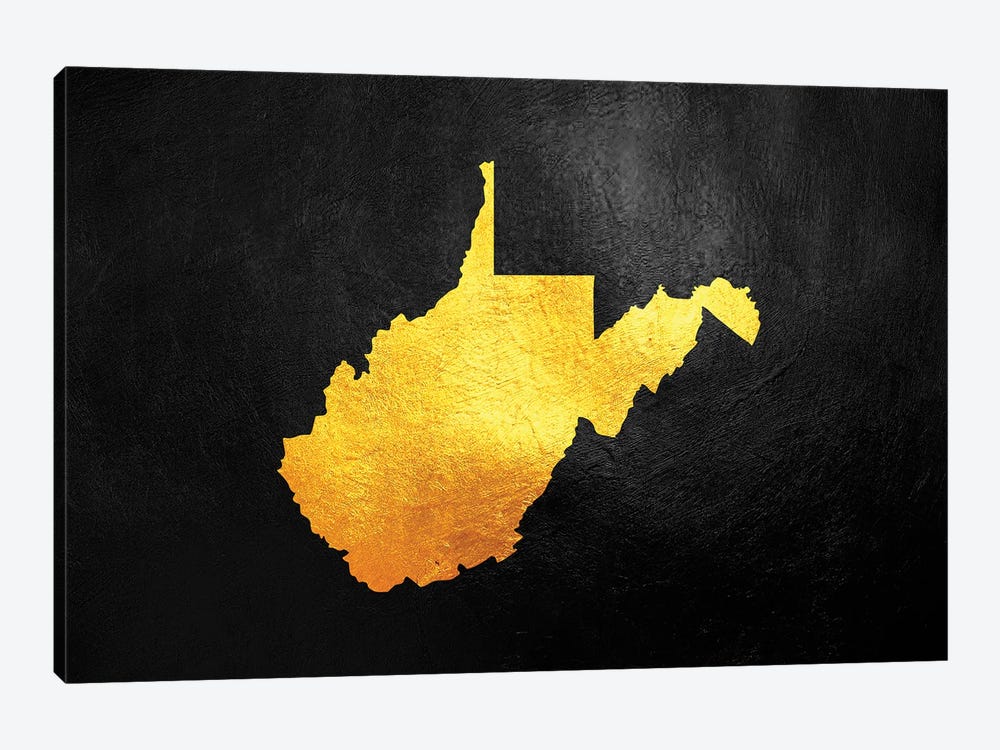 West Virginia Gold Map by Adrian Baldovino 1-piece Canvas Art Print