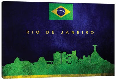 Rio De Janeiro Brazil Skyline Canvas Art Print - International Flag Art