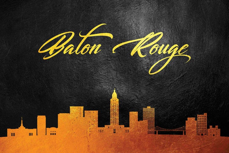 Baton Rouge Louisiana Gold Skyline by Adrian Baldovino wall art