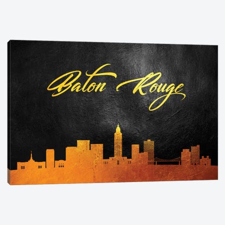 Baton Rouge Louisiana Gold Skyline Canvas Print #ABV10} by Adrian Baldovino Art Print