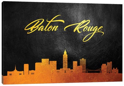 Baton Rouge Louisiana Gold Skyline Canvas Art Print
