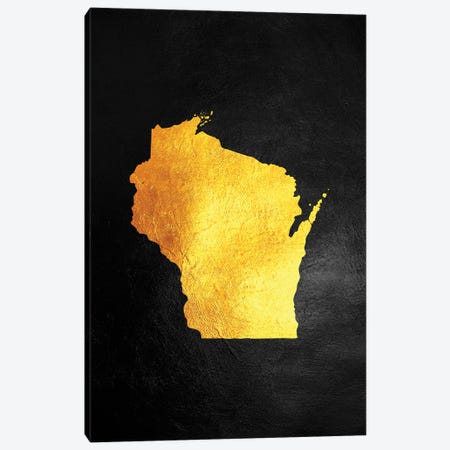 Wisconsin Gold Map Canvas Print #ABV1100} by Adrian Baldovino Canvas Artwork