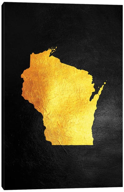 Wisconsin Gold Map Canvas Art Print - Wisconsin Art
