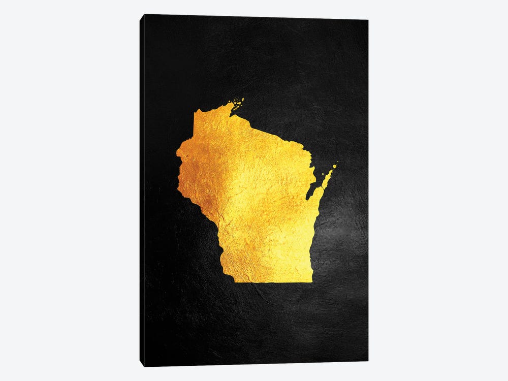 Wisconsin Gold Map by Adrian Baldovino 1-piece Canvas Art