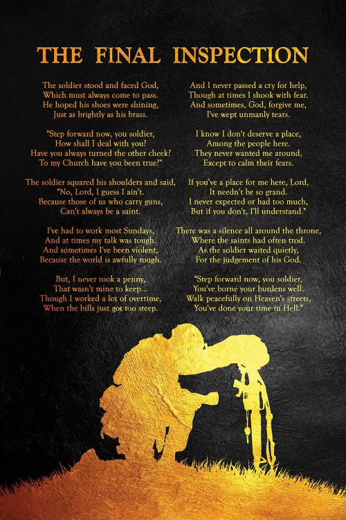 The Final Inspection - A Soldier's Poem by Adrian Baldovino wall art