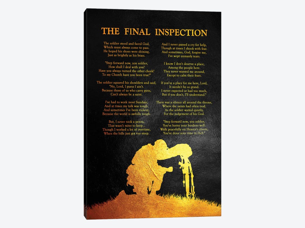 The Final Inspection - A Soldier's Poem by Adrian Baldovino 1-piece Canvas Artwork