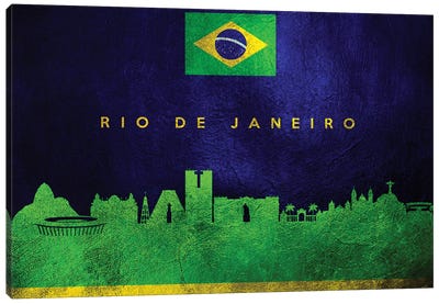 Rio De Janeiro Brazil Skyline II Canvas Art Print - International Flag Art