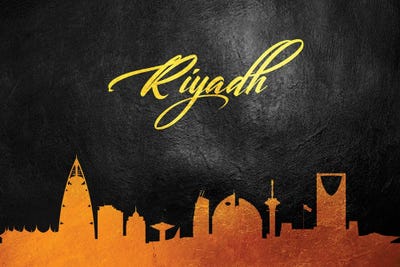Riyadh Saudi Arabia Gold Skyline by Adrian Baldovino art print