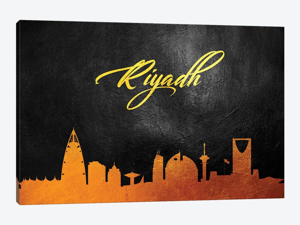 Riyadh Saudi Arabia Gold Skyline by Adrian Baldovino 1-piece Canvas Print