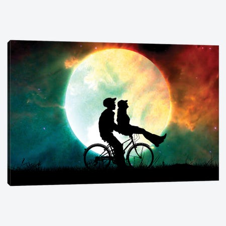 Midnight Cyclist Canvas Print #ABV1133} by Adrian Baldovino Art Print