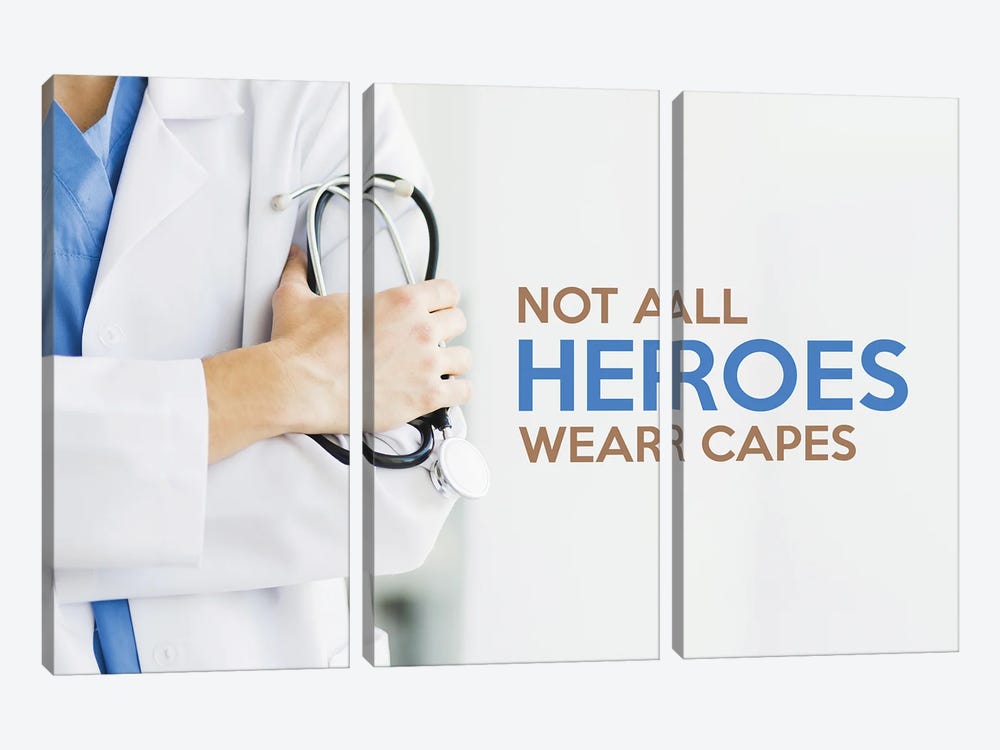 Not All Heroes Wear Capes by Adrian Baldovino 3-piece Canvas Art Print