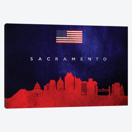 Sacramento California Skyline Canvas Print #ABV113} by Adrian Baldovino Art Print