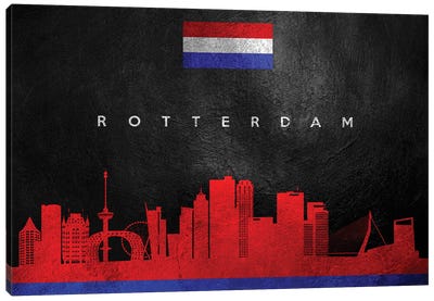 Rotterdam Netherlands Skyline Canvas Art Print - International Flag Art