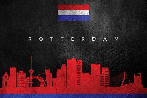 International Flags: Rotterdam Netherlands Skyline by Adrian Baldovino