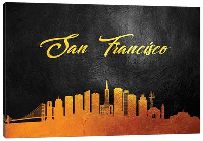 San Francisco California Gold Skyline Canvas Art Print - San Francisco Skylines