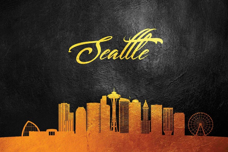 Seattle Washington Gold Skyline by Adrian Baldovino wall art