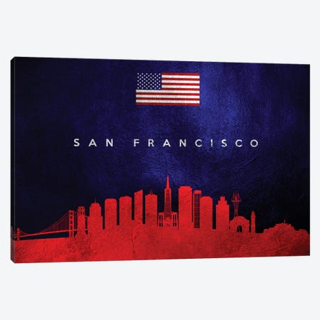 San Francisco California Skyline Canvas Print #ABV119} by Adrian Baldovino Canvas Art Print